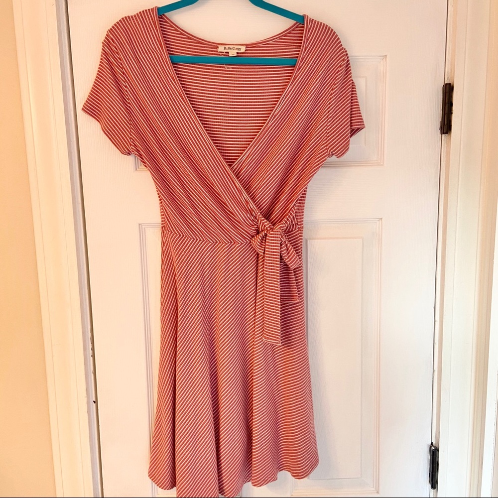 🤩 Striped Skater Jersey Knit Wrap Dress